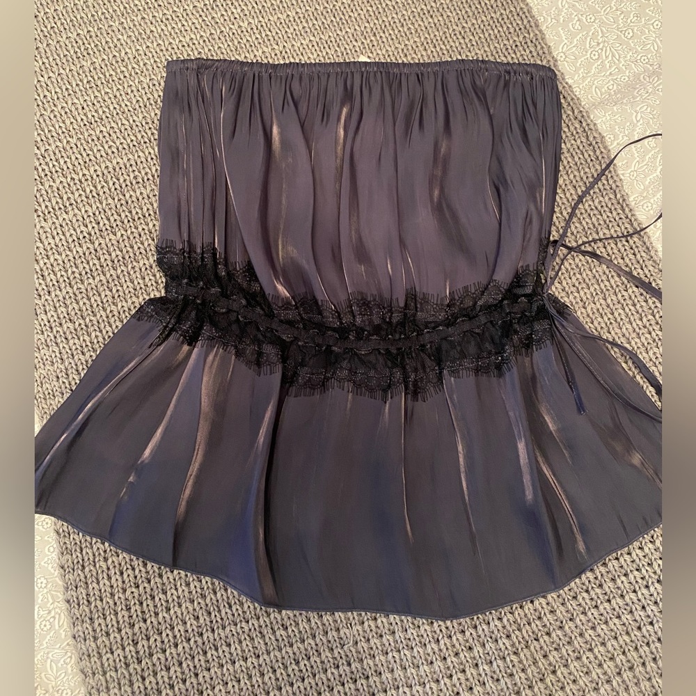 Free People Strapless Top w Black lace detail Size S